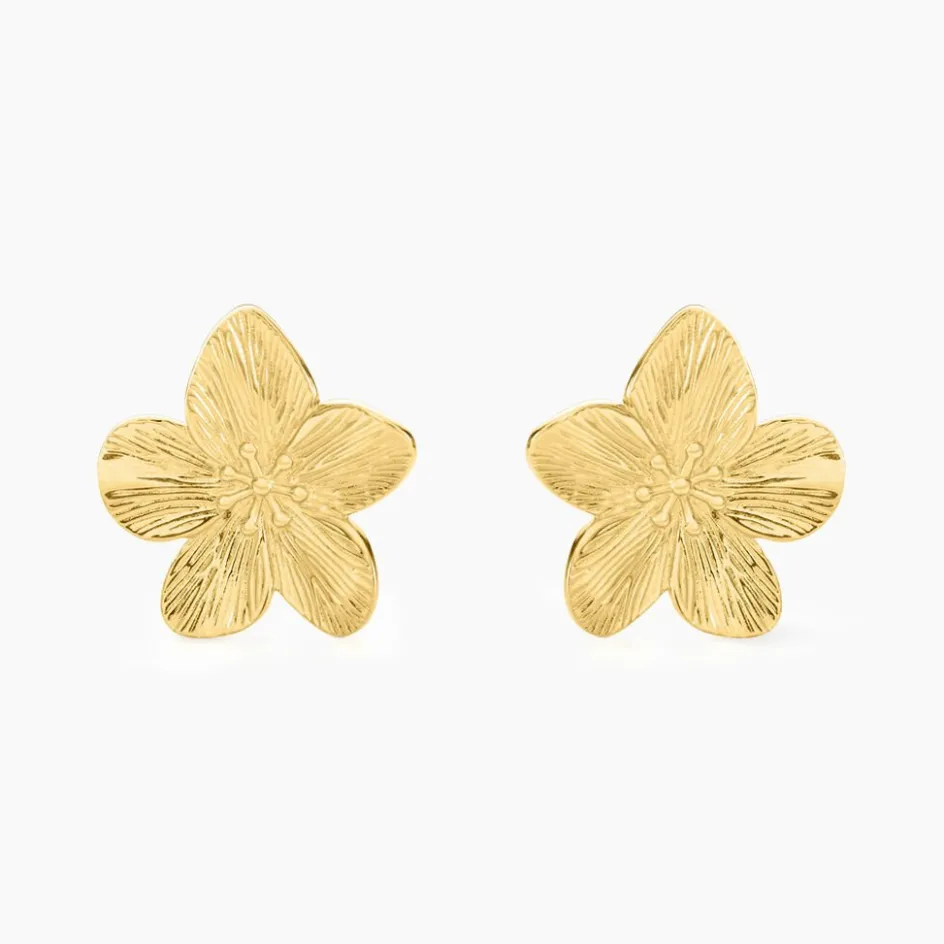 Hot Histoire d'Or Boucles D'oreilles Puces Barbade Acier Jaune