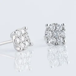 Sale Histoire d'Or Boucles D'oreilles Puces Charlene Or Blanc Diamant Synthetique or blanc diamant synthétique blanc