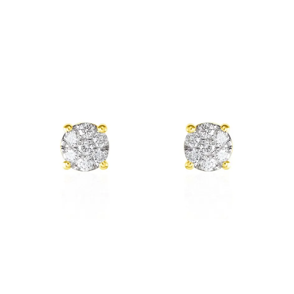 Clearance Histoire d'Or Boucles D'oreilles Puces Charlene Or Jaune Diamant Synthetique or jaune diamant synthétique blanc