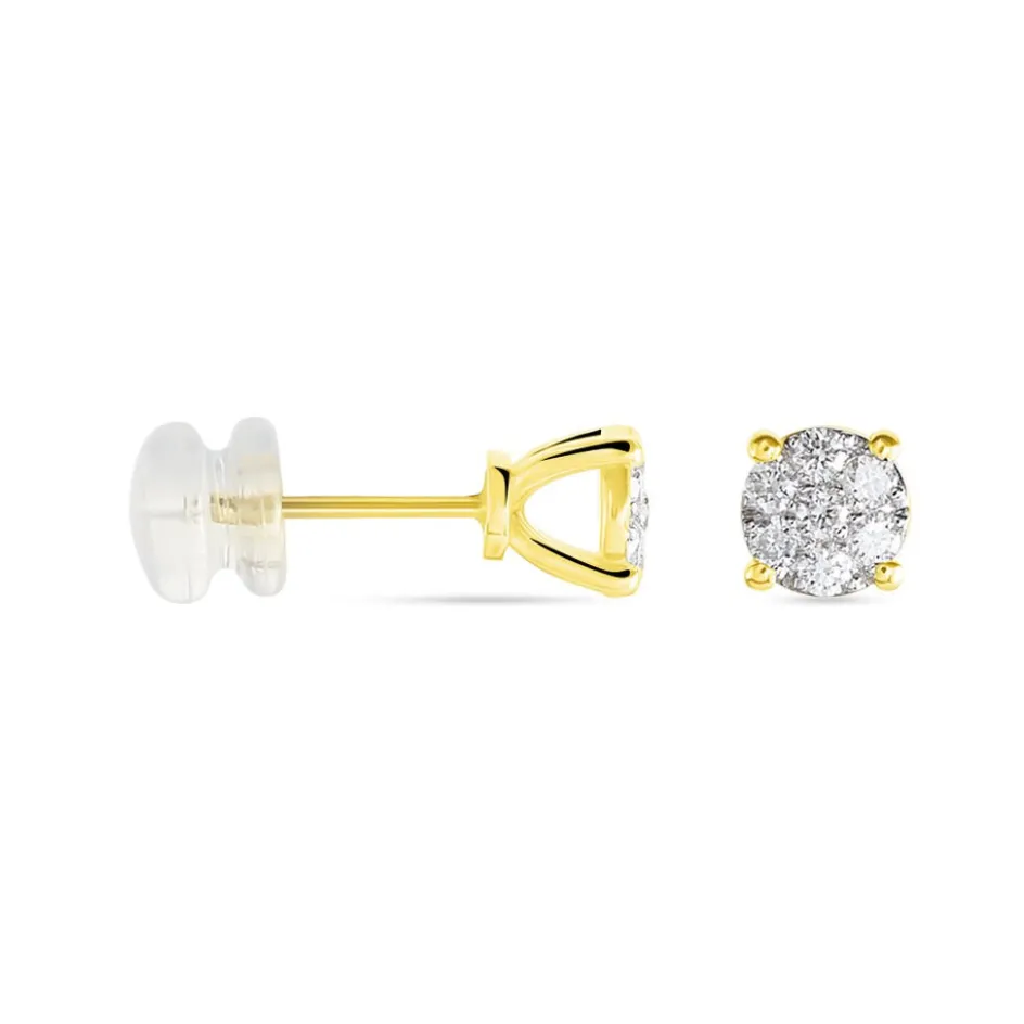 Clearance Histoire d'Or Boucles D'oreilles Puces Charlene Or Jaune Diamant Synthetique or jaune diamant synthétique blanc