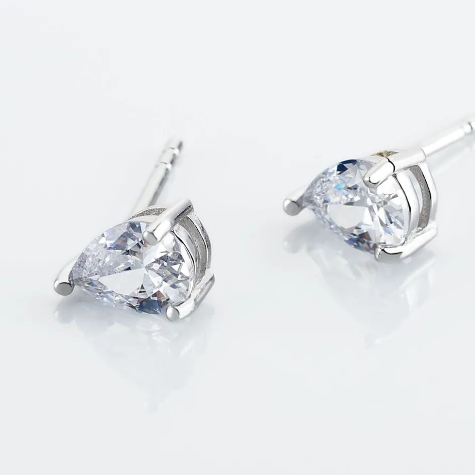 Hot Histoire d'Or Boucles D'oreilles Puces Clarysse Argent Blanc Oxyde De Zirconium