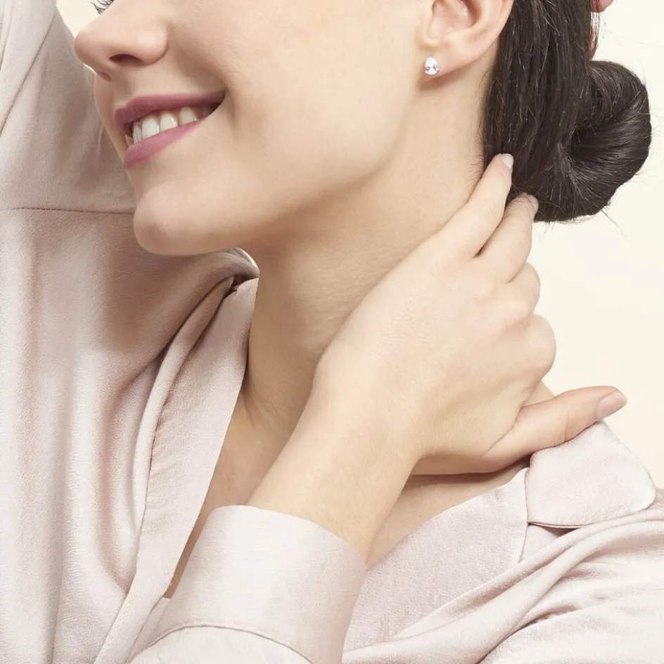 Hot Histoire d'Or Boucles D'oreilles Puces Clarysse Argent Blanc Oxyde De Zirconium