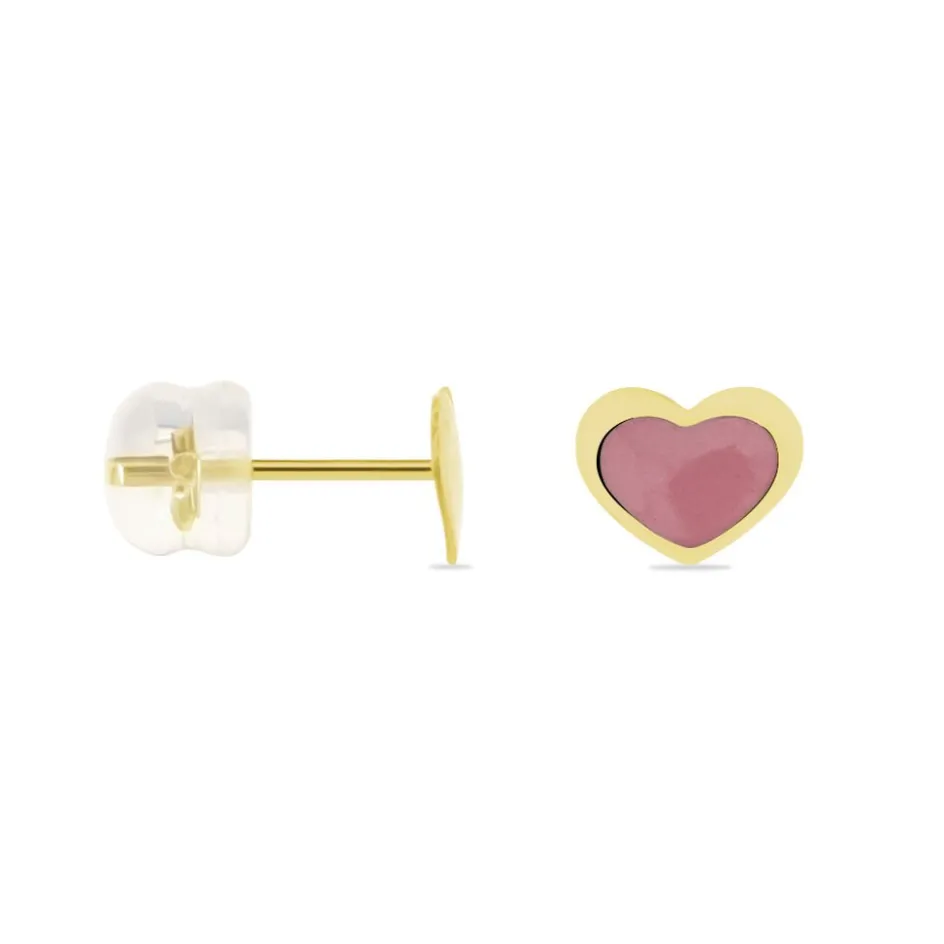 Online Histoire d'Or Boucles D'oreilles Puces Coeurs Or Jaune