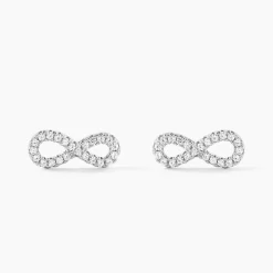 New Histoire d'Or Boucles D'oreilles Puces Clélia Argent Blanc Oxyde De Zirconium