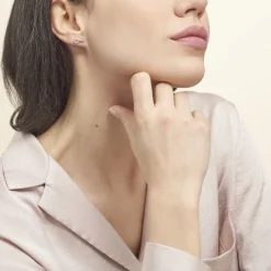 New Histoire d'Or Boucles D'oreilles Puces Clélia Argent Blanc Oxyde De Zirconium