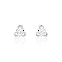 Outlet Histoire d'Or Boucles D'oreilles Puces Charlyne Argent Blanc Oxyde De Zirconium