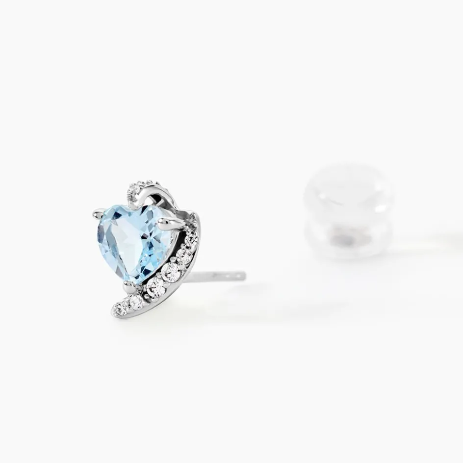 Clearance Histoire d'Or Boucles D'oreilles Puces Coeur In Love Or Blanc Topaze Et Oxyde