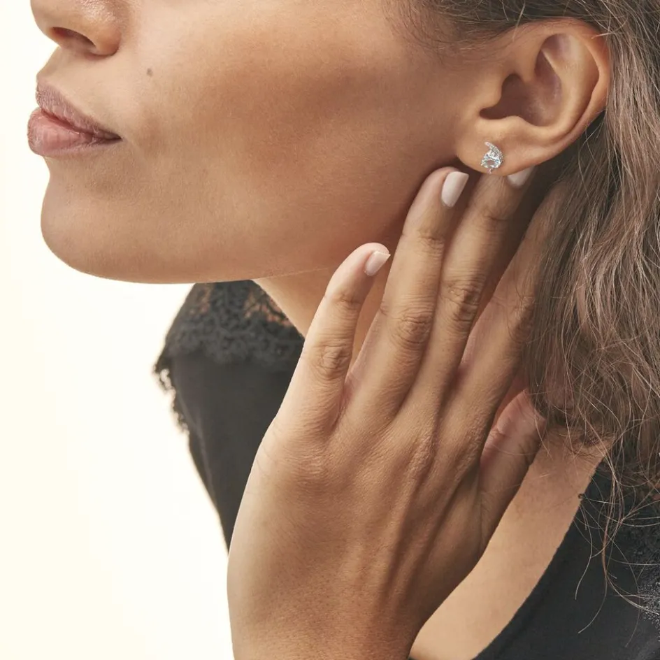 Clearance Histoire d'Or Boucles D'oreilles Puces Coeur In Love Or Blanc Topaze Et Oxyde