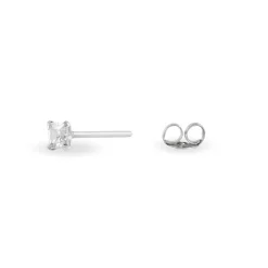 New Histoire d'Or Boucles D'oreilles Puces Carre Argent Blanc Oxyde De Zirconium