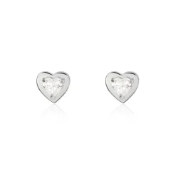 Clearance Histoire d'Or Boucles D'oreilles Puces Daria Coeur Plein Or Blanc Oxyde De Zirconium