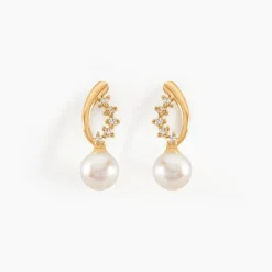 Sale Histoire d'Or Boucles D'oreilles Puces Dominga Or Jaune Perle De Culture Et Oxyde