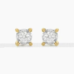 New Histoire d'Or Boucles D'oreilles Puces Diamotion or jaune diamant