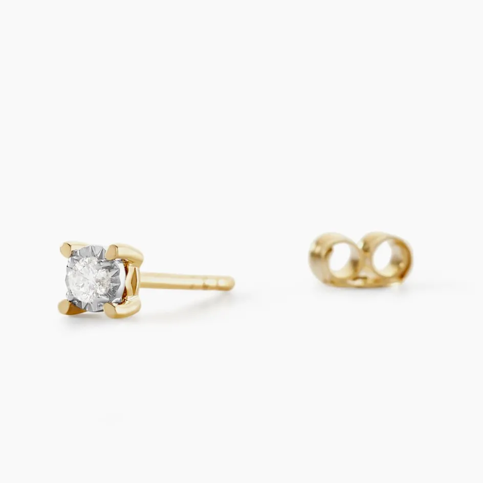 New Histoire d'Or Boucles D'oreilles Puces Diamotion or jaune diamant