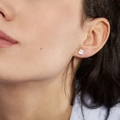 Sale Histoire d'Or Boucles D'oreilles Puces Doreen Carre Or Jaune Oxyde De Zirconium
