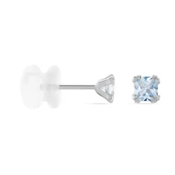New Histoire d'Or Boucles D'oreilles Puces Doreen Carre Or Blanc Oxyde De Zirconium