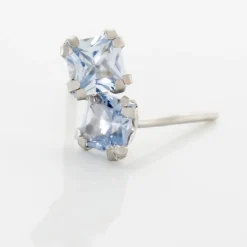 New Histoire d'Or Boucles D'oreilles Puces Doreen Carre Or Blanc Oxyde De Zirconium