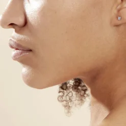 New Histoire d'Or Boucles D'oreilles Puces Doreen Carre Or Blanc Oxyde De Zirconium