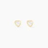 New Histoire d'Or Boucles D'oreilles Puces Daria Coeur Plein Or Jaune Oxyde De Zirconium