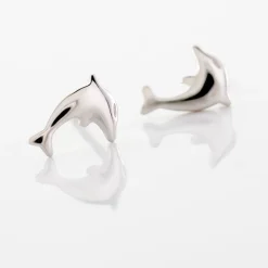 Outlet Histoire d'Or Boucles D'oreilles Puces Dauphinos Argent Blanc