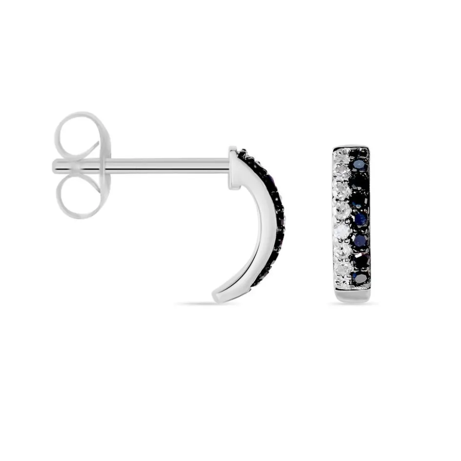 Clearance Histoire d'Or Boucles D'oreilles Puces Demi Lune Or Blanc Diamant