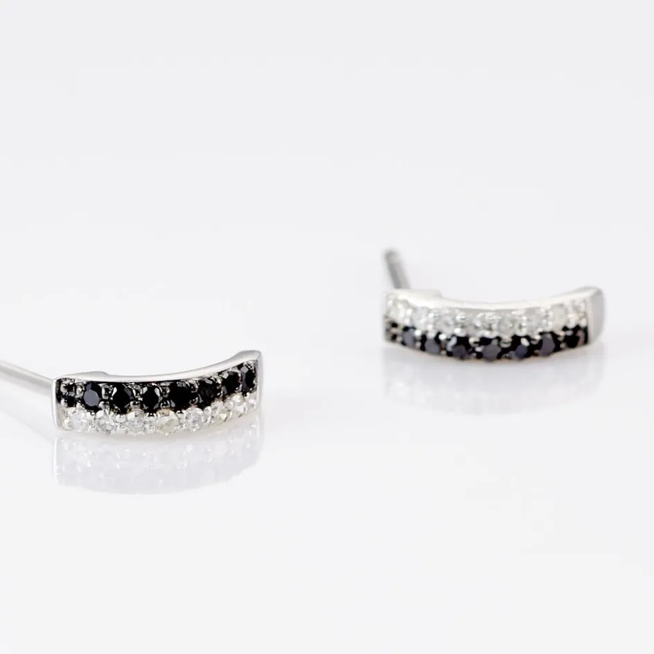 Clearance Histoire d'Or Boucles D'oreilles Puces Demi Lune Or Blanc Diamant