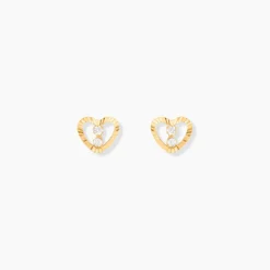 Online Histoire d'Or Boucles D'oreilles Puces Daria C艙ur 6 Or Jaune Oxyde