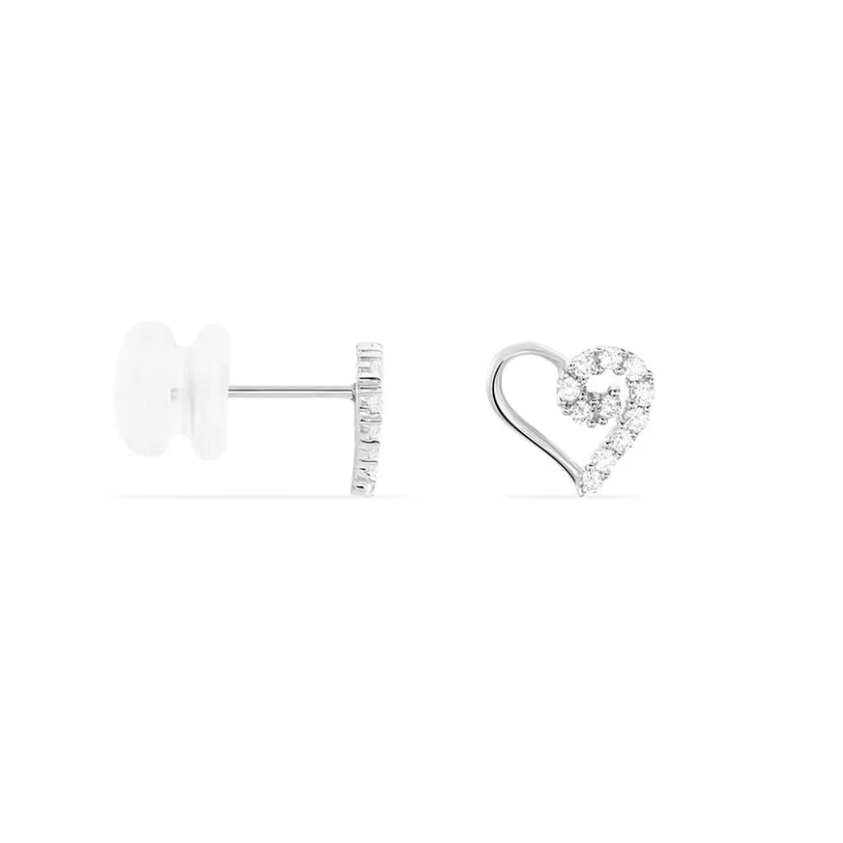 Sale Histoire d'Or Boucles D'oreilles Puces Daria C艙ur De Zirconium or blanc oxyde