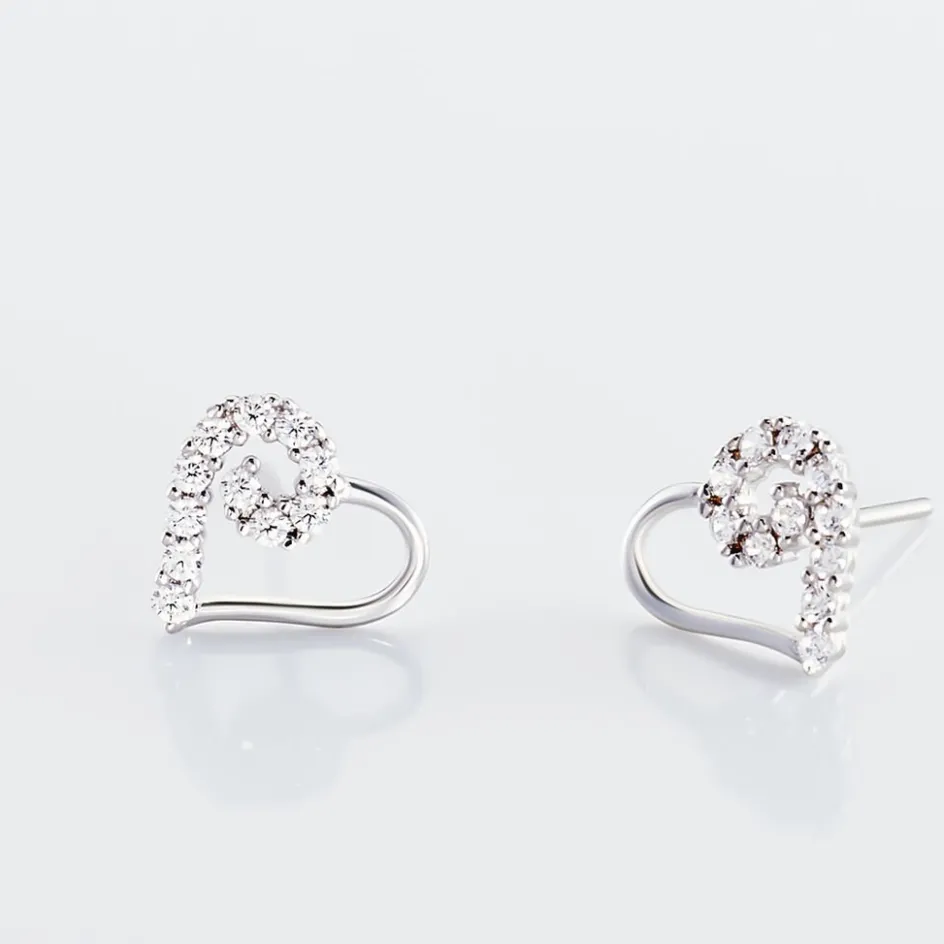 Sale Histoire d'Or Boucles D'oreilles Puces Daria C艙ur De Zirconium or blanc oxyde