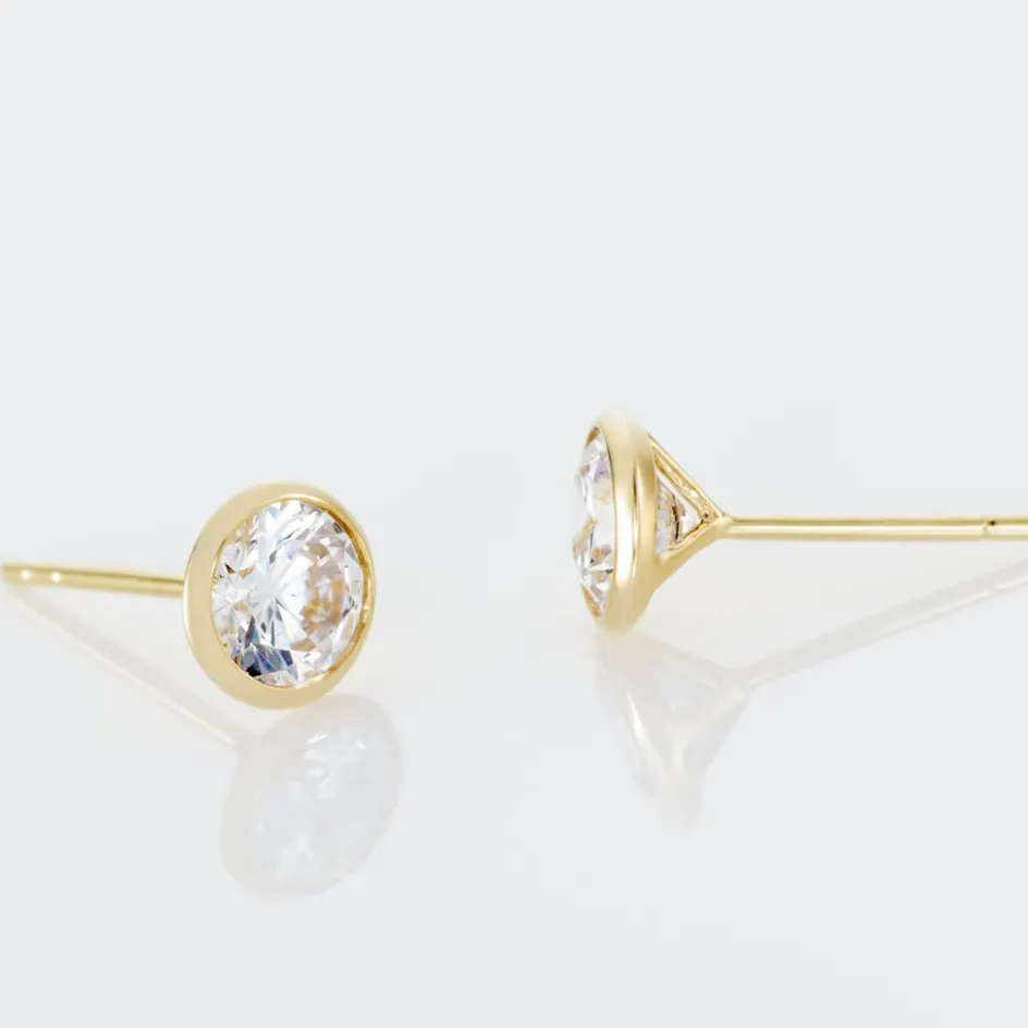 Best Histoire d'Or Boucles D'oreilles Puces Daria Serti Clos Or Jaune Oxyde De Zirconium
