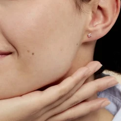 Online Histoire d'Or Boucles D'oreilles Puces Doreen Carre Or Jaune Oxyde De Zirconium