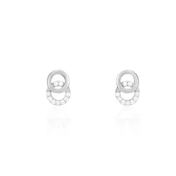 Best Histoire d'Or Boucles D'oreilles Puces Edmee Double Cercles Or Blanc Oxyde