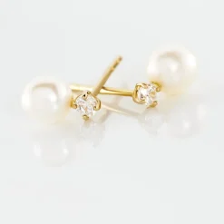 Online Histoire d'Or Boucles D'oreilles Puces Eolande Or Jaune Perle De Culture