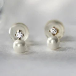 Online Histoire d'Or Boucles D'oreilles Puces Eolande Or Jaune Perle De Culture