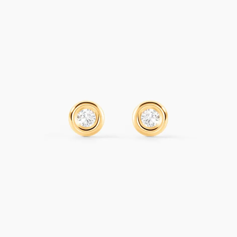 Best Histoire d'Or Boucles D'oreilles Puces Eden Serti Pneu Or Jaune Oxyde De Zirconium