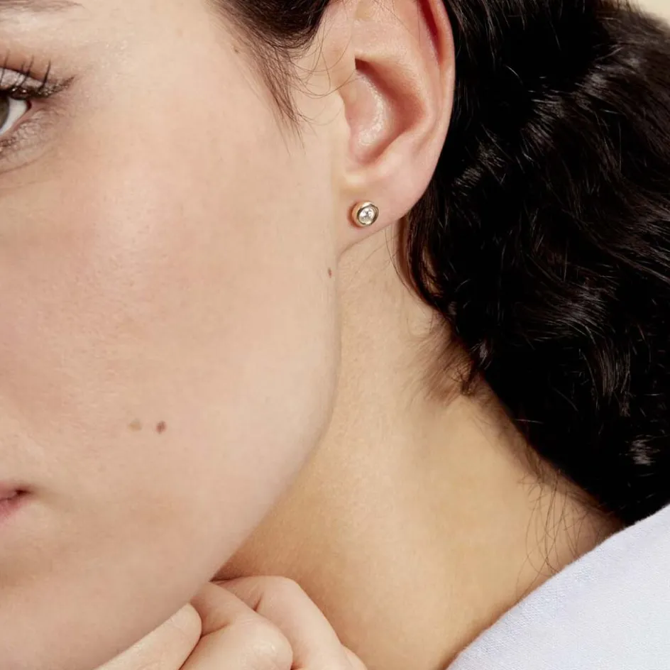 Best Histoire d'Or Boucles D'oreilles Puces Eden Serti Pneu Or Jaune Oxyde De Zirconium