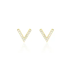 Best Histoire d'Or Boucles D'oreilles Puces Enimia Motif V Or Jaune Oxyde De Zirconium