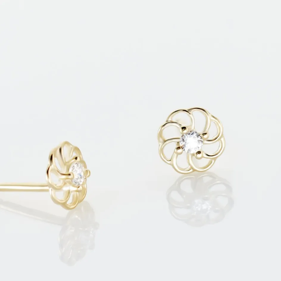 Best Histoire d'Or Boucles D'oreilles Puces Eleanor Fleur Or Jaune Oxyde De Zirconium