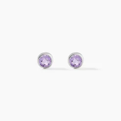 Hot Histoire d'Or Boucles D'oreilles Puces Edy Serti Clos Or Blanc Amethyste or blanc amethyste violette
