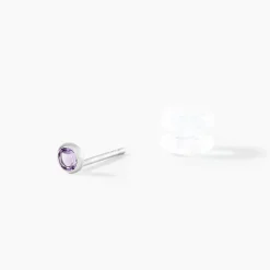 Hot Histoire d'Or Boucles D'oreilles Puces Edy Serti Clos Or Blanc Amethyste or blanc amethyste violette
