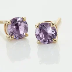 New Histoire d'Or Boucles D'oreilles Puces Elea or jaune amethyste violet