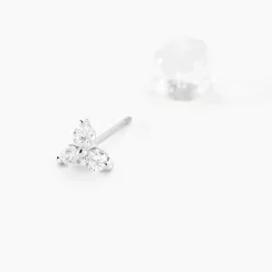 Sale Histoire d'Or Boucles D'oreilles Puces Eleanor Fleur Or Blanc Oxyde De Zirconium