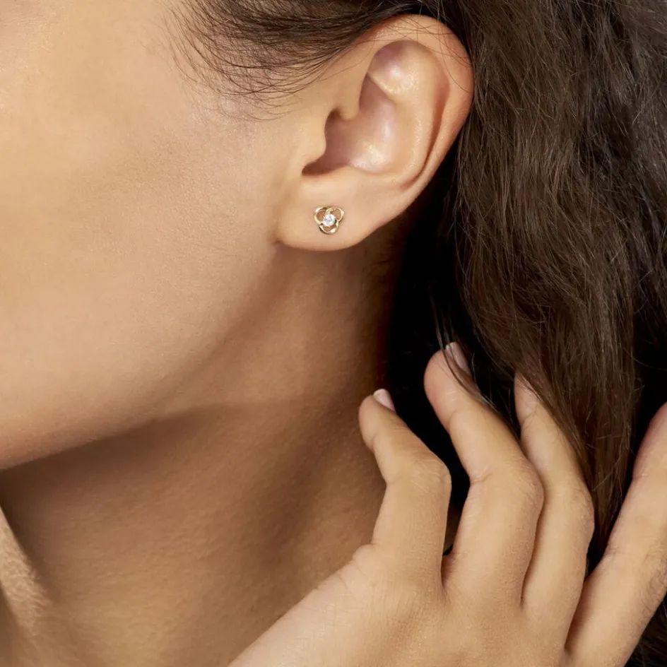 Best Histoire d'Or Boucles D'oreilles Puces Eleanor Fleur Or Jaune Oxyde De Zirconium