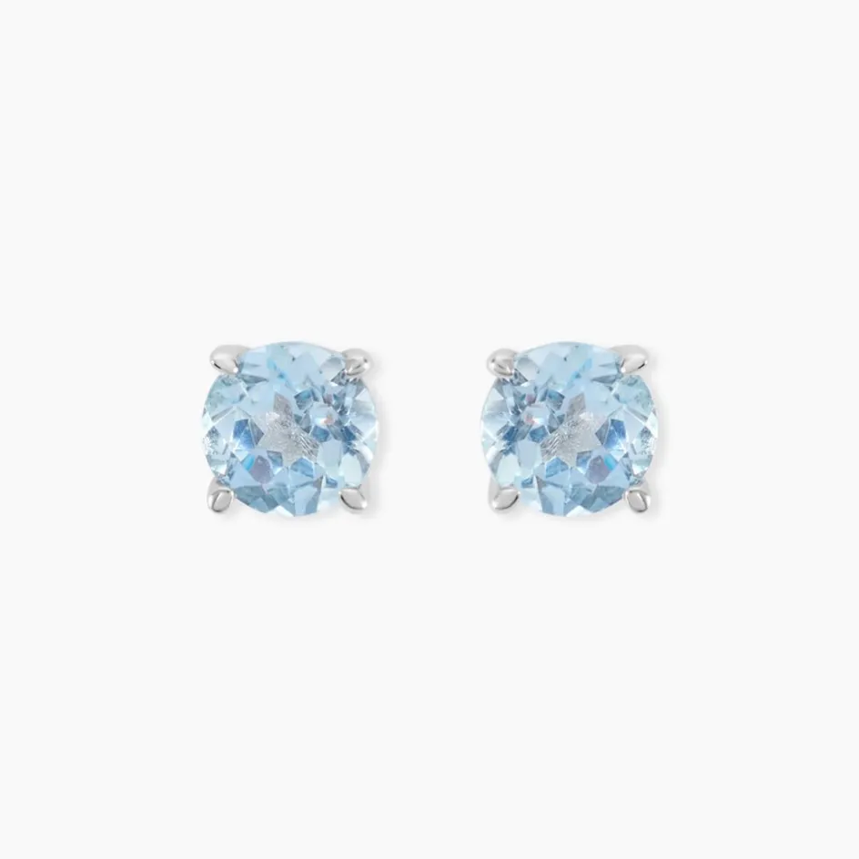 Outlet Histoire d'Or Boucles D'oreilles Puces Elea or blanc topaze bleu sky