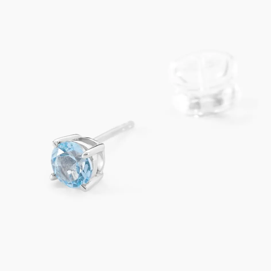 Outlet Histoire d'Or Boucles D'oreilles Puces Elea or blanc topaze bleu sky