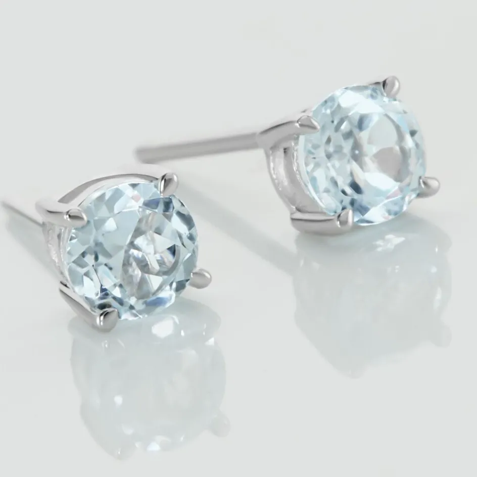 Outlet Histoire d'Or Boucles D'oreilles Puces Elea or blanc topaze bleu sky