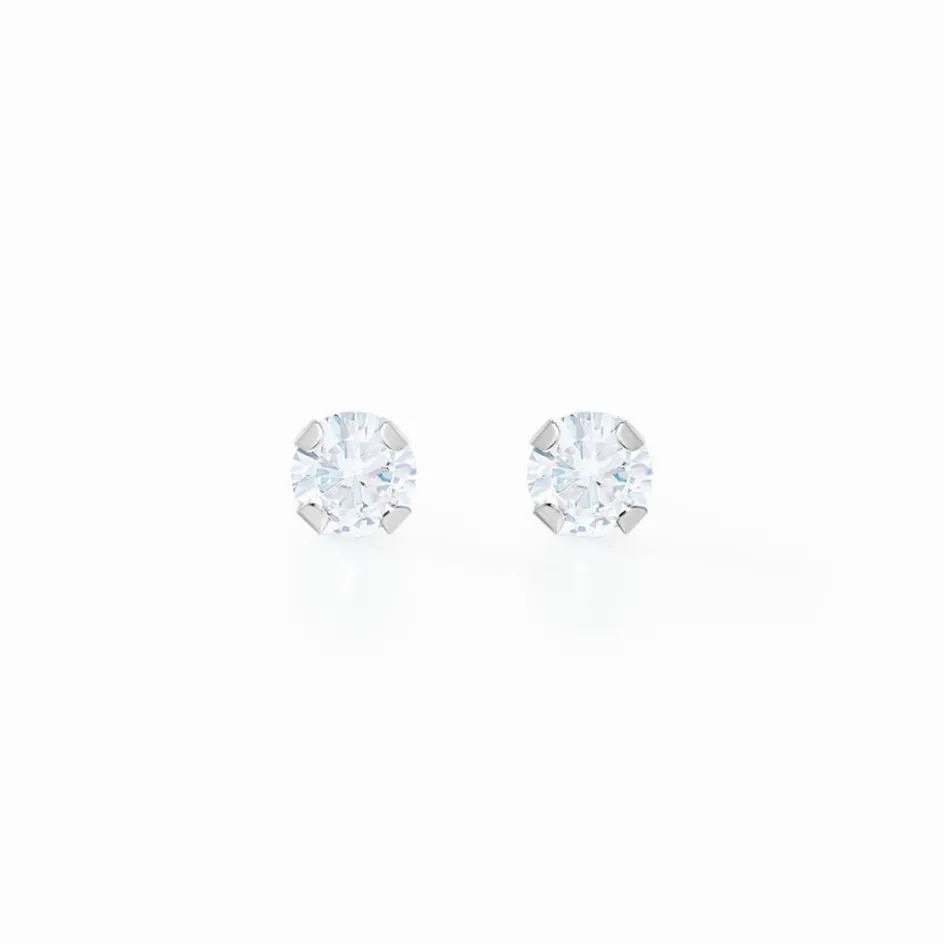 Best Histoire d'Or Boucles D'oreilles Puces Eddie Or Blanc Oxyde De Zirconium