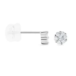 Online Histoire d'Or Boucles D'oreilles Puces Eleanor Fleur Or Blanc Oxyde De Zirconium