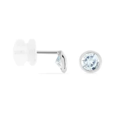 New Histoire d'Or Boucles D'oreilles Puces Edy Serti Clos Or Blanc Topaze