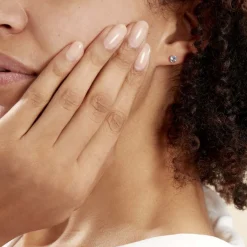 New Histoire d'Or Boucles D'oreilles Puces Edy Serti Clos Or Blanc Topaze