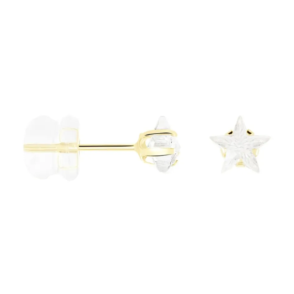 Outlet Histoire d'Or Boucles D'oreilles Puces Elais Etoile Or Jaune Oxyde De Zirconium